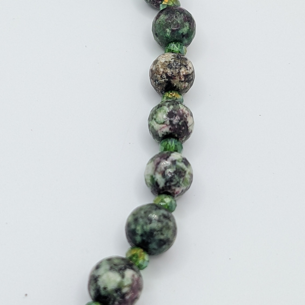Ruby Zoisite Faceted Bead Necklace 20" - Picture 7 of 10
